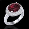 Image 1 : 4.50 ctw Garnet & Micro Pave VS/SI Diamond Ring 18k White Gold - REF-98R4K