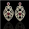 Image 1 : 7 ctw Ruby & Micro VS/SI Diamond Heart Earrings Designer 14k Yellow Gold - REF-381K8Y