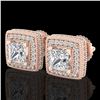 Image 1 : 2.01 ctw Princess VS/SI Diamond Art Deco Stud Earrings 18k Rose Gold - REF-285W5H