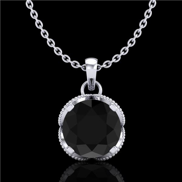 1.13 ctw Fancy Black Diamond Art Deco Stud Necklace 18k White Gold - REF-94M5G