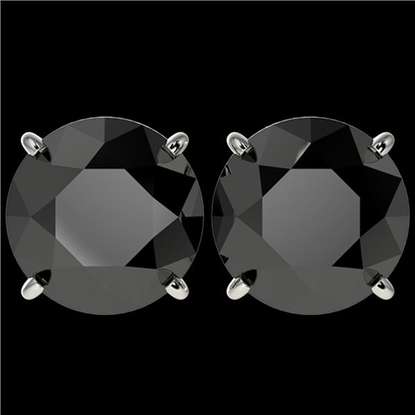 5.15 ctw Fancy Black Diamond Solitaire Stud Earrings 10k White Gold - REF-82M2G