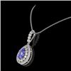 Image 3 : 4.47 ctw Tanzanite & Diamond Victorian Necklace 14K White Gold - REF-245R5K