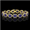 Image 1 : 30.06 ctw Sapphire & Diamond Micro Pave Halo Bracelet 10k Yellow Gold - REF-344Y2X