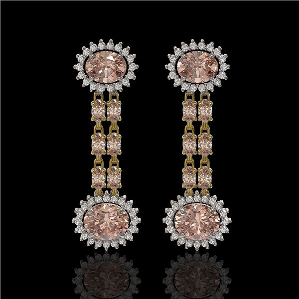 8.35 ctw Morganite & Diamond Earrings 14K Yellow Gold - REF-227R3K