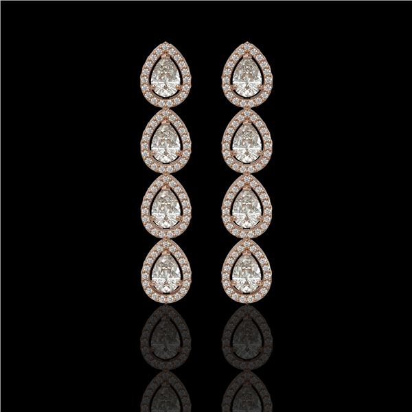 5.22 ctw Pear Cut Diamond Micro Pave Earrings 18K Rose Gold - REF-727M2G