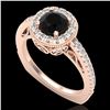Image 1 : 1.55 ctw Fancy Black Diamond Engagment Art Deco Ring 18k Rose Gold - REF-112G8W
