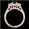 Image 2 : 3.25 ctw Certified VS Black Diamond 3 Stone Ring 10k Rose Gold - REF-190Y9X