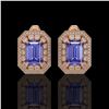 Image 1 : 11.25 ctw Tanzanite & Diamond Victorian Earrings 14K Rose Gold - REF-672G8W