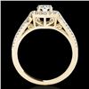 Image 2 : 1.43 ctw Certified Diamond Solitaire Halo Ring 10k Yellow Gold - REF-204G5W