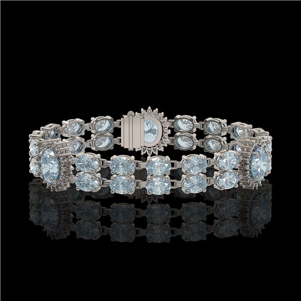15.72 ctw Aquamarine & Diamond Bracelet 14K White Gold - REF-254M5G