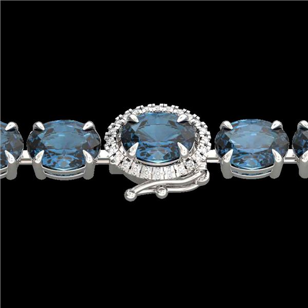 19.25 ctw London Blue Topaz & VS/SI Diamond Micro Bracelet 14k White Gold - REF-116R4K
