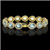 Image 2 : 19.85 ctw Aquamarine & Diamond Micro Pave Halo Bracelet 10k Yellow Gold - REF-423W3H