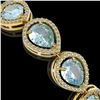 Image 3 : 19.85 ctw Aquamarine & Diamond Micro Pave Halo Bracelet 10k Yellow Gold - REF-423W3H