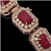 Image 3 : 61.92 ctw Certified Ruby & Diamond Victorian Bracelet 14K Rose Gold - REF-1288F4M