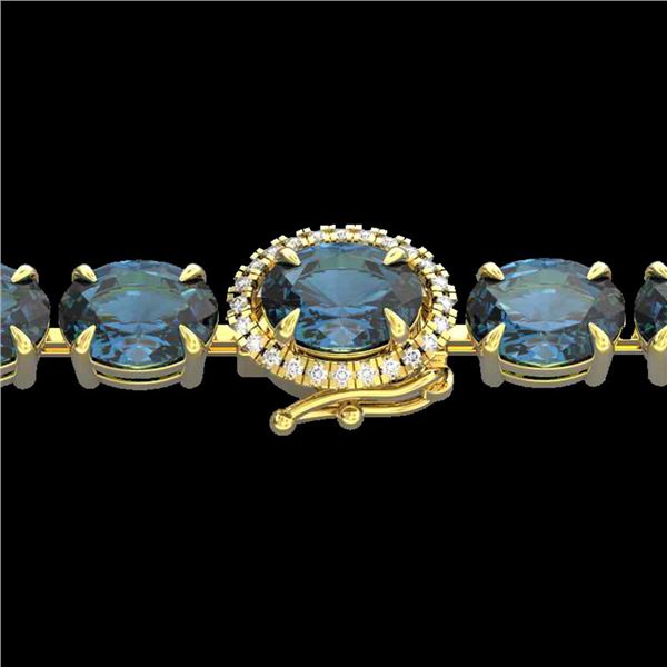36 ctw London Blue Topaz & VS/SI Diamond Micro Bracelet 14k Yellow Gold - REF-128X9A