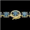 Image 1 : 36 ctw London Blue Topaz & VS/SI Diamond Micro Bracelet 14k Yellow Gold - REF-128X9A