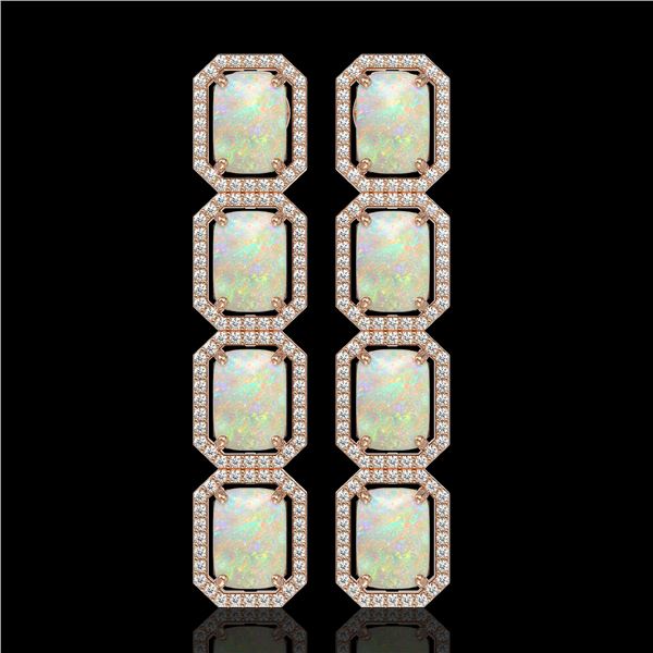 12.99 ctw Opal & Diamond Micro Pave Halo Earrings 10k Rose Gold - REF-236R4K