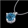 Image 2 : 1 ctw Intense Blue Diamond Art Deco Stud Necklace 18k White Gold - REF-154M5G
