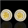 Image 1 : 2 ctw Citrine & Micro Pave VS/SI Diamond Stud Earrings 18k Yellow Gold - REF-85G5W