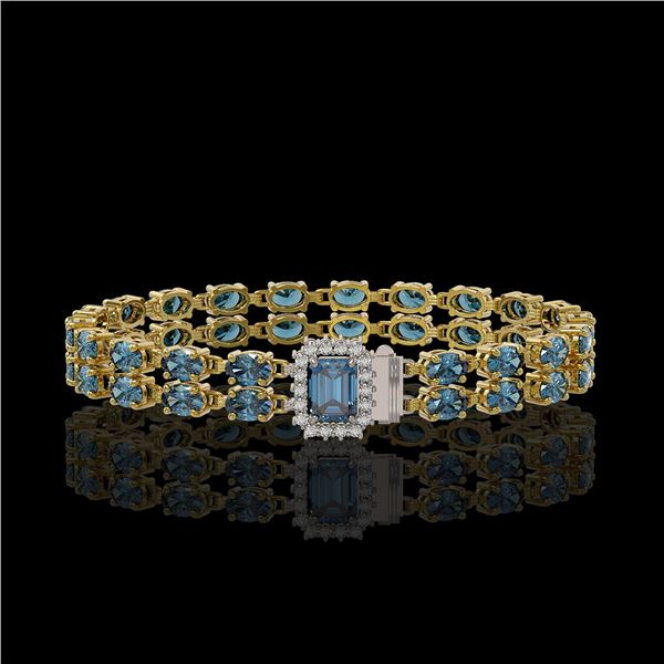 17.34 ctw London Topaz & Diamond Bracelet 14K Yellow Gold - REF-236G4W