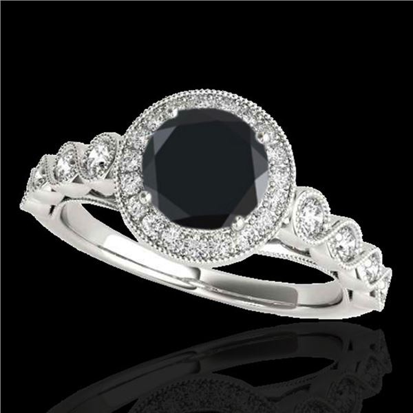 1.93 ctw Certified VS Black Diamond Solitaire Halo Ring 10k White Gold - REF-59Y2X