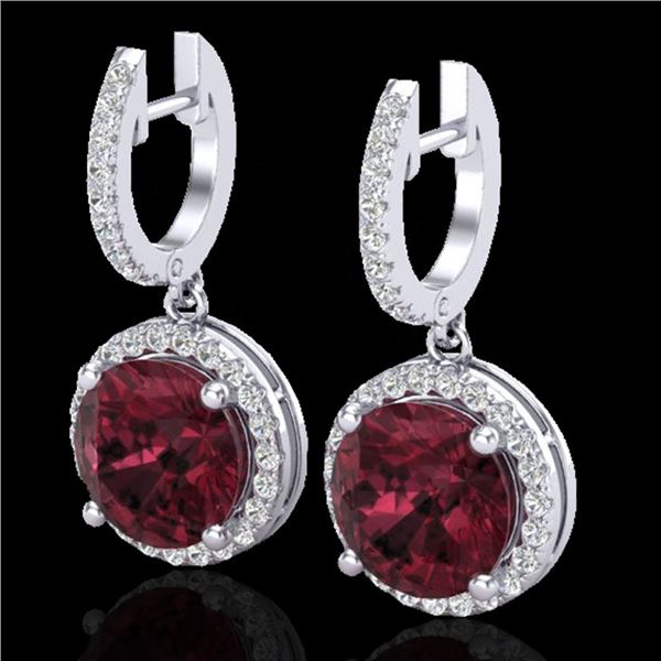 5.50 ctw Garnet & Micro Pave VS/SI Diamond Designer 18k White Gold - REF-87K8Y