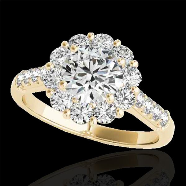 2 ctw Certified Diamond Solitaire Halo Ring 10k Yellow Gold - REF-225A2N