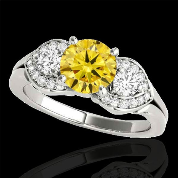 1.45 ctw SI/I Fancy Intense Yellow Diamond 3 Stone Ring 10k White Gold - REF-204Y5X