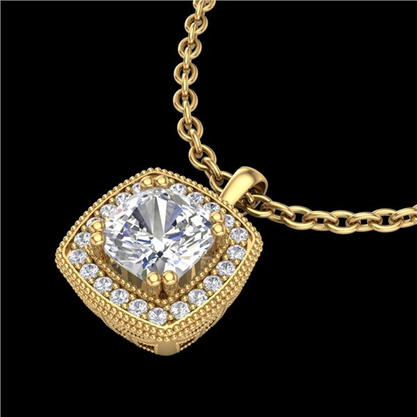 1.25 ctw Cushion VS/SI Diamond Art Deco Necklace 18k Yellow Gold - REF-337H5R