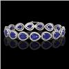 Image 1 : 30.06 ctw Sapphire & Diamond Micro Pave Halo Bracelet 10k White Gold - REF-344W2H
