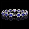 Image 2 : 30.06 ctw Sapphire & Diamond Micro Pave Halo Bracelet 10k White Gold - REF-344W2H