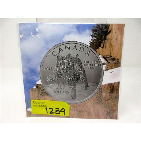 2014 Canadian Fine Silver $20 Bobcat Coin