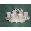 6  vintage egg cups in holder  #1618395