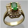 Estate 14 kt. Gold Emerald & Diamond Ring #1629403