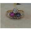 Image 1 : 18 Ct. Gold Diamond Ruby and Sapphire Ring #1629909