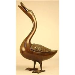 Fine Antique Japanese Bronze Duck Sculpture #1630052