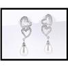 Image 1 : 14K White Gold Diamonds Pearl Earring #1640405