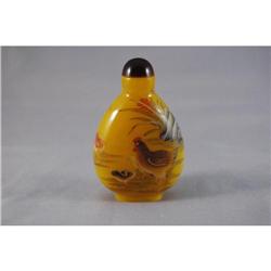 Chinese  enamel  painted  yellow  glass  snuff #1640645