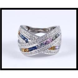 Multi-Colored Sapphires and Diamond White Gold #1640813