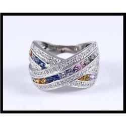 Multi-Colored Sapphires and Diamond White Gold #1640813