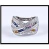 Image 1 : Multi-Colored Sapphires and Diamond White Gold #1640813