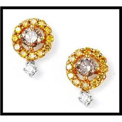 FANCY COLOR DIAMONDS 18K DIAMOND EARRINGS #1640826