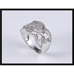 18K White Gold Diamond Filigree Heart Design #1640833