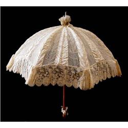 Lace Parasol with Wood Goat Hoof Handle #1640850