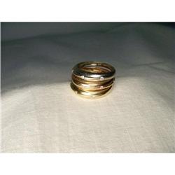 Estate 14K Tri-Color Gold Diamond Band Rings #1640925