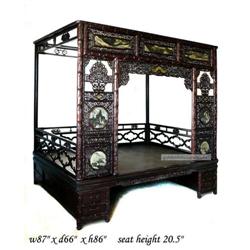 Vintage Chinese Rosewood Dreamstone Canopy Bed #1641184