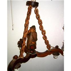 German Fisherman Lamps wood carved #1641199