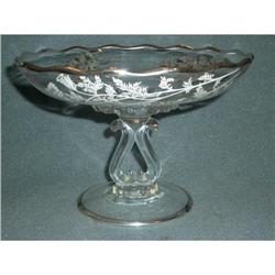 Large Silver Overlay Glass Compote #1641234