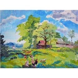 Impressionism oil "Dandelions blossom" #1652499