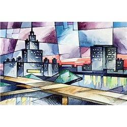 "Moscow's-night" cool Avant-Garde's watercolor.#1652503